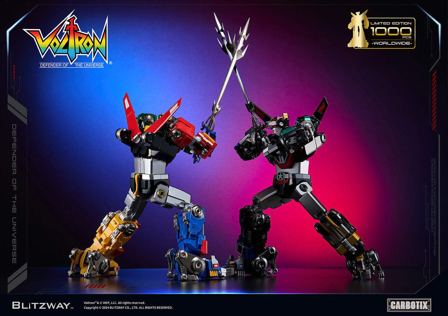 Defender of the Universe Carbotix Black Voltron Figure AND BASE by Blitzway