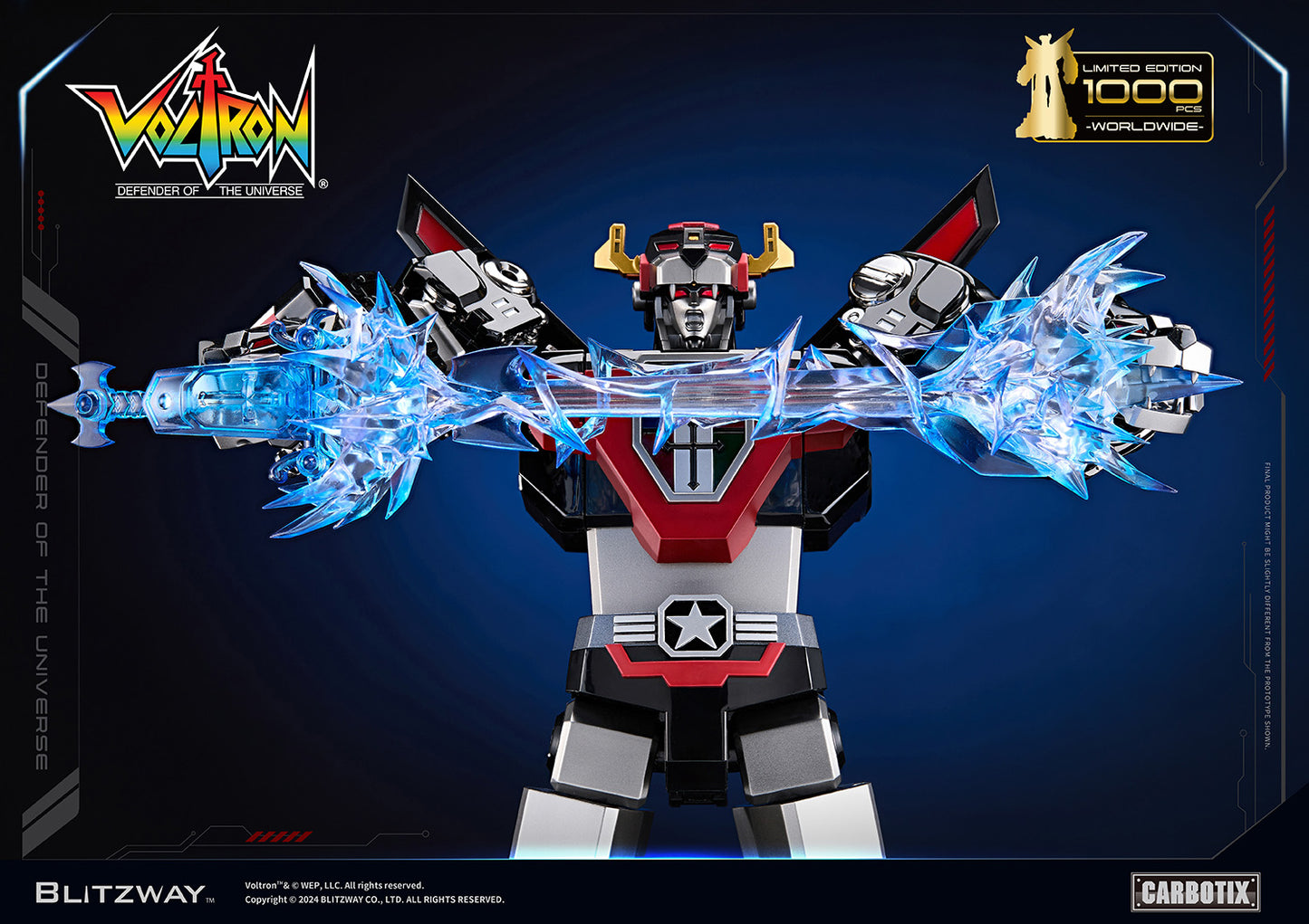Defender of the Universe Carbotix Black Voltron Figure AND BASE by Blitzway